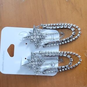 Sparkly Silver Star Dangle Earrings